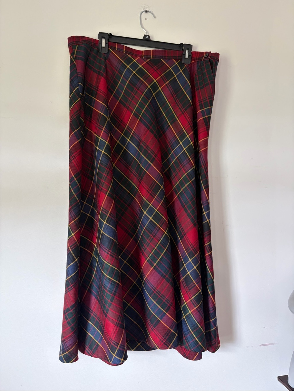 Vintage Lauren Ralph Lauren plaid midi skirt sz 18W 100% wool preppy academia